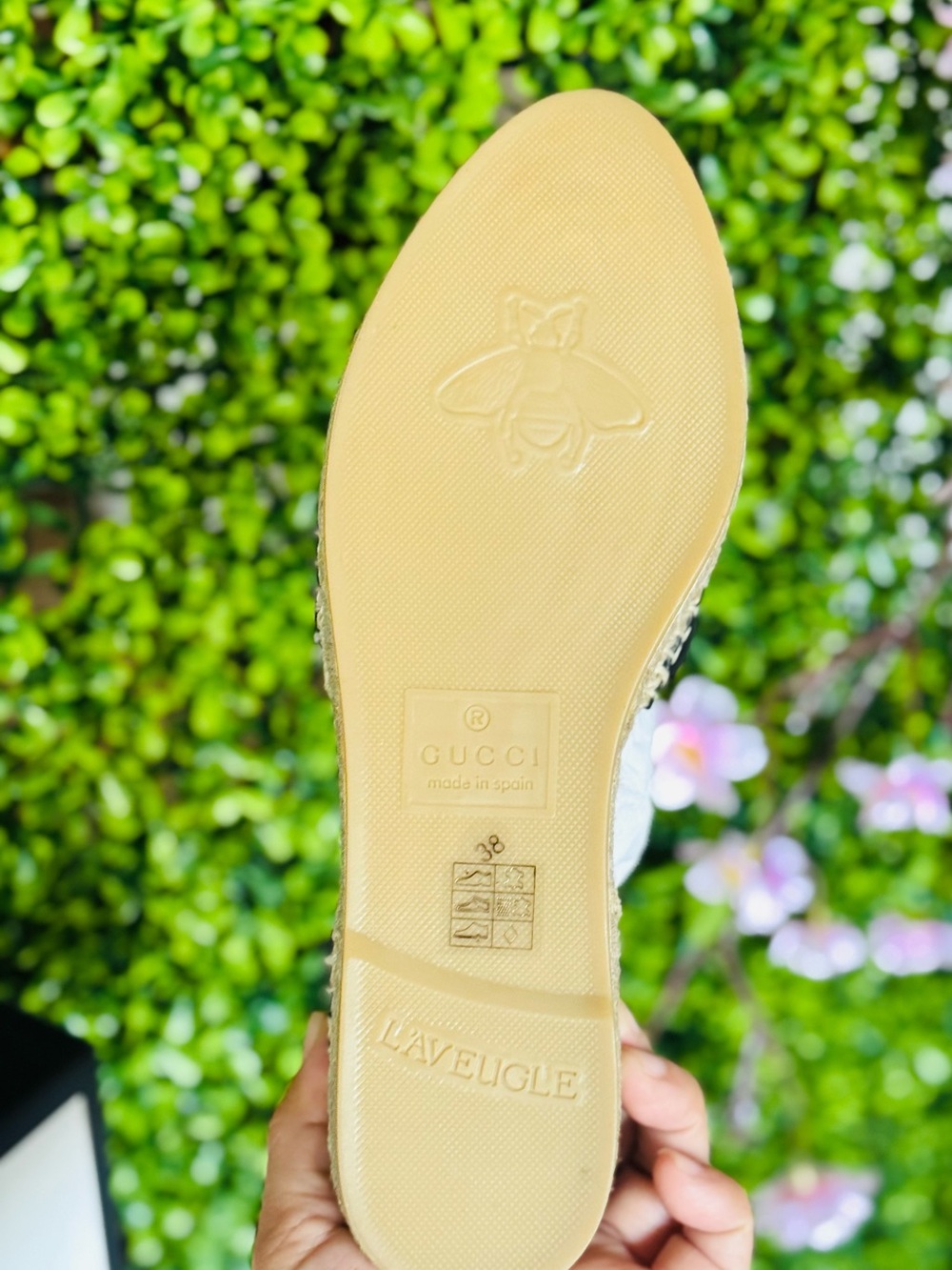 New Gucci Marmont black leather flat espadrille ballerina style size 38 - Picture 6 of 7
